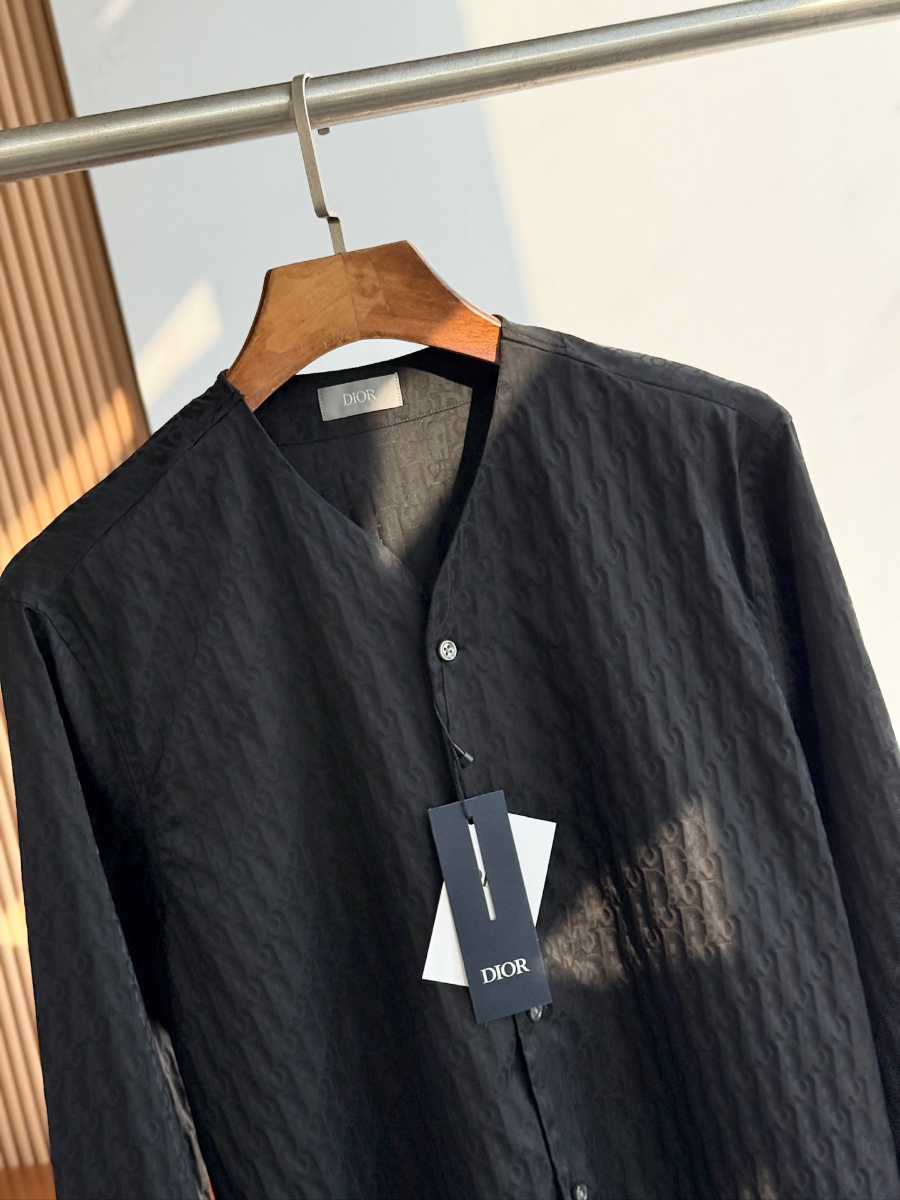 DIOR Textured Cotton Shirt 디올 텍스처드 코튼 셔츠 블랙 7