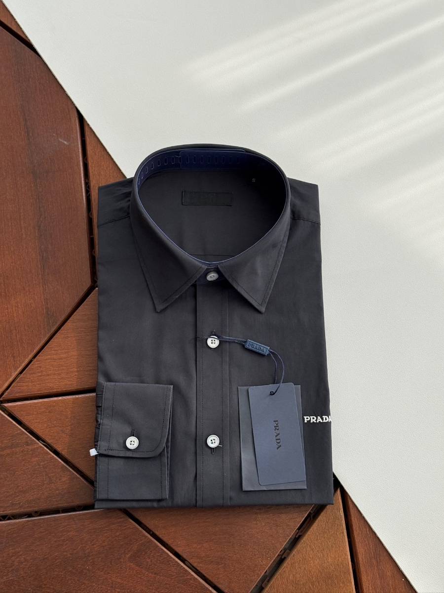 PRADA Textured Cotton Long Sleeve Shirt 프라다 텍스처드 코튼 긴팔 셔츠 1