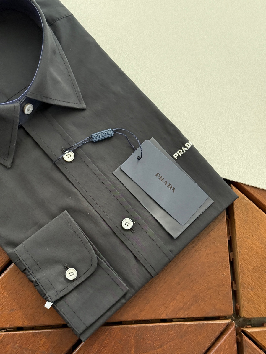 PRADA Textured Cotton Long Sleeve Shirt 프라다 텍스처드 코튼 긴팔 셔츠 4