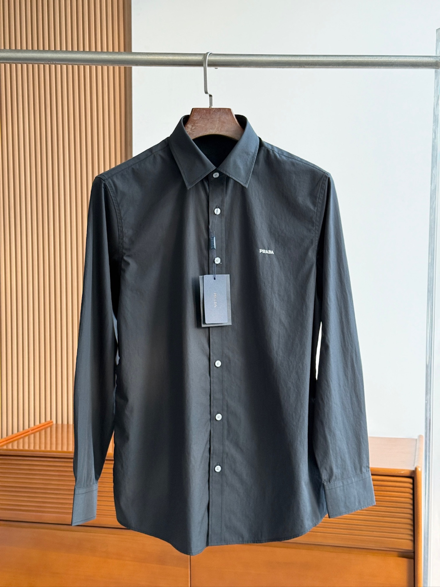 PRADA Textured Cotton Long Sleeve Shirt 프라다 텍스처드 코튼 긴팔 셔츠 5