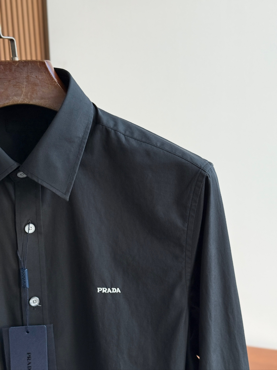PRADA Textured Cotton Long Sleeve Shirt 프라다 텍스처드 코튼 긴팔 셔츠 10