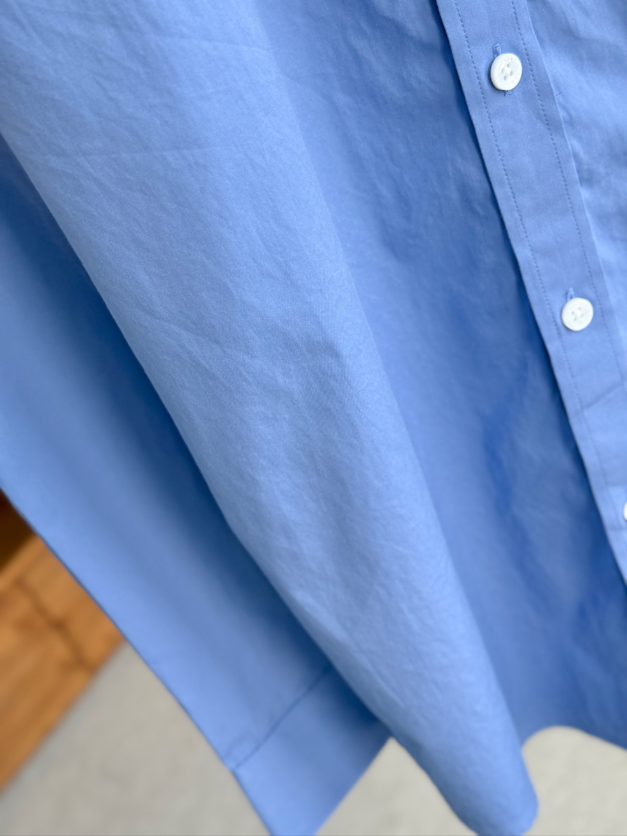 PRADA Textured Cotton Long Sleeve Shirt 프라다 텍스처드 코튼 긴팔 셔츠 블루 13