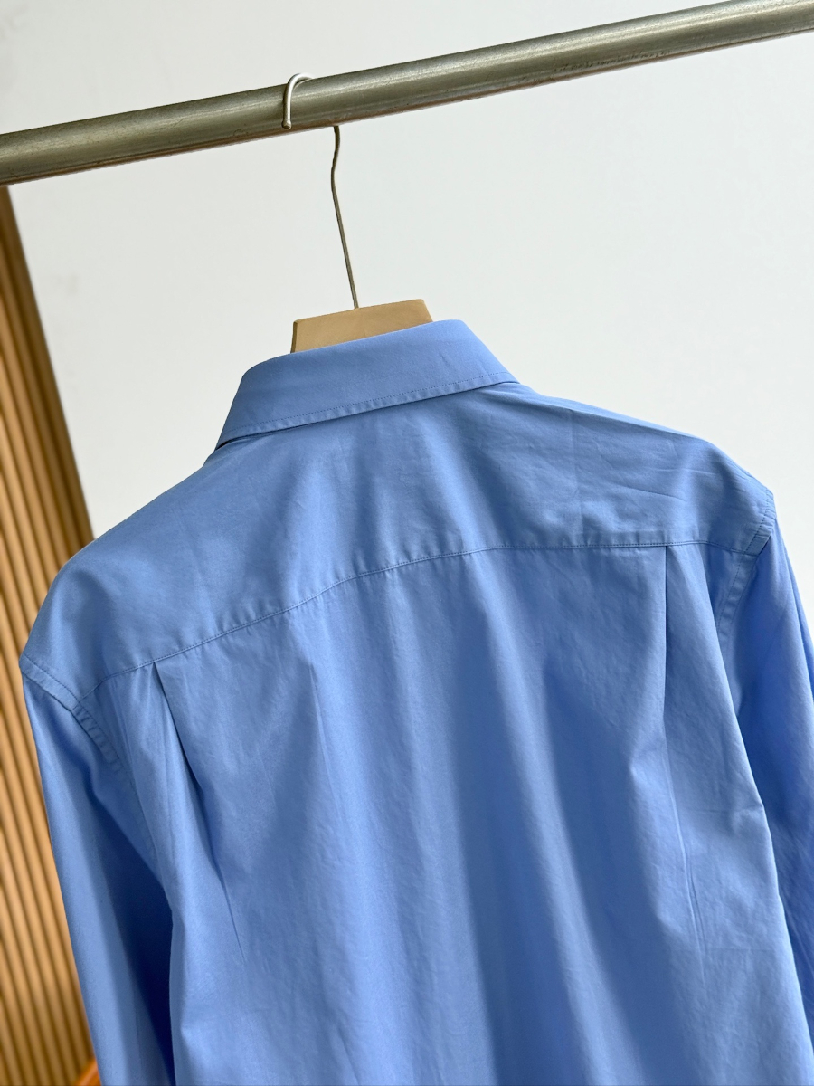 PRADA Textured Cotton Long Sleeve Shirt 프라다 텍스처드 코튼 긴팔 셔츠 블루 17