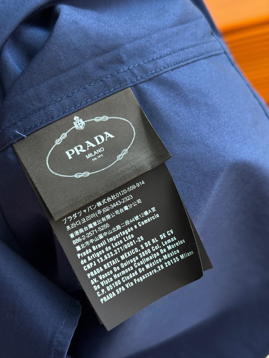 PRADA Textured Cotton Long Sleeve Shirt 프라다 텍스처드 코튼 긴팔 셔츠 네이비 15