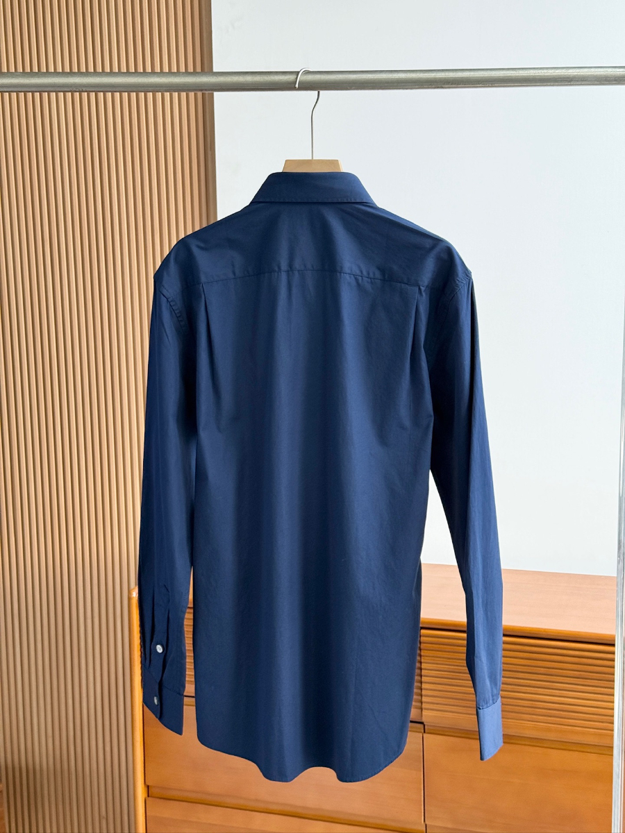 PRADA Textured Cotton Long Sleeve Shirt 프라다 텍스처드 코튼 긴팔 셔츠 네이비 16