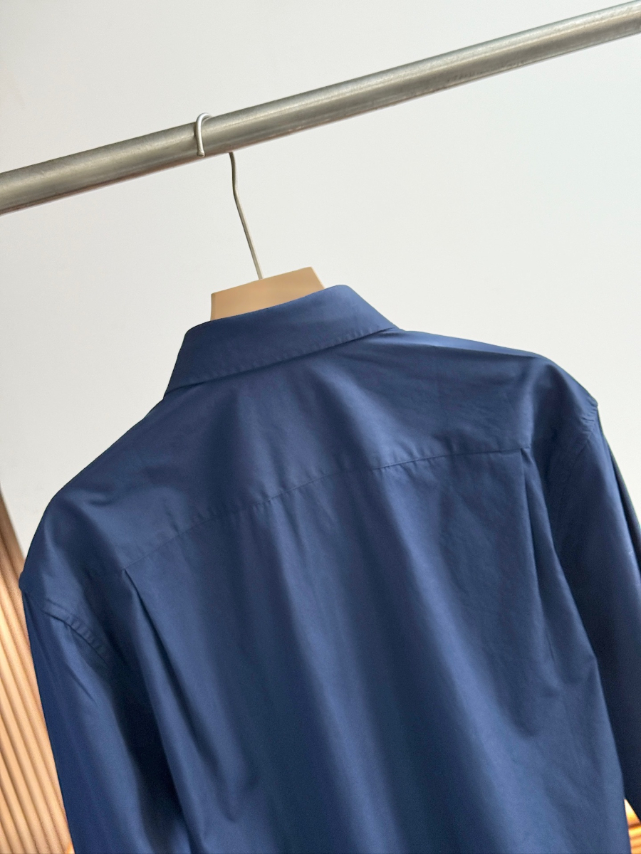 PRADA Textured Cotton Long Sleeve Shirt 프라다 텍스처드 코튼 긴팔 셔츠 네이비 17