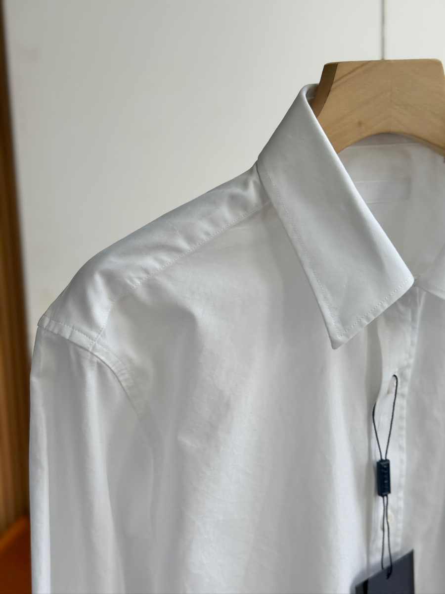 PRADA Textured Cotton Long Sleeve Shirt 프라다 텍스처드 코튼 긴팔 셔츠 화이트 9