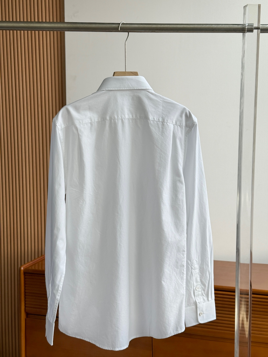 PRADA Textured Cotton Long Sleeve Shirt 프라다 텍스처드 코튼 긴팔 셔츠 화이트 16
