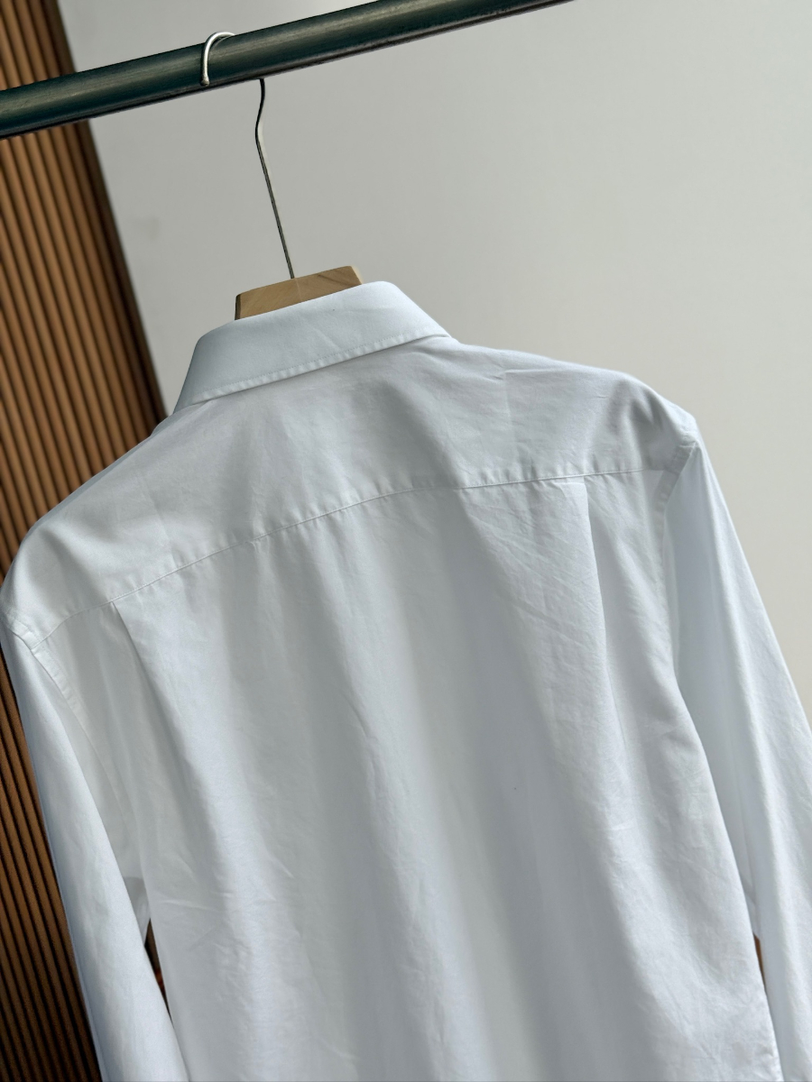 PRADA Textured Cotton Long Sleeve Shirt 프라다 텍스처드 코튼 긴팔 셔츠 화이트 17