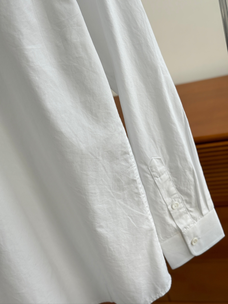 PRADA Textured Cotton Long Sleeve Shirt 프라다 텍스처드 코튼 긴팔 셔츠 화이트 18