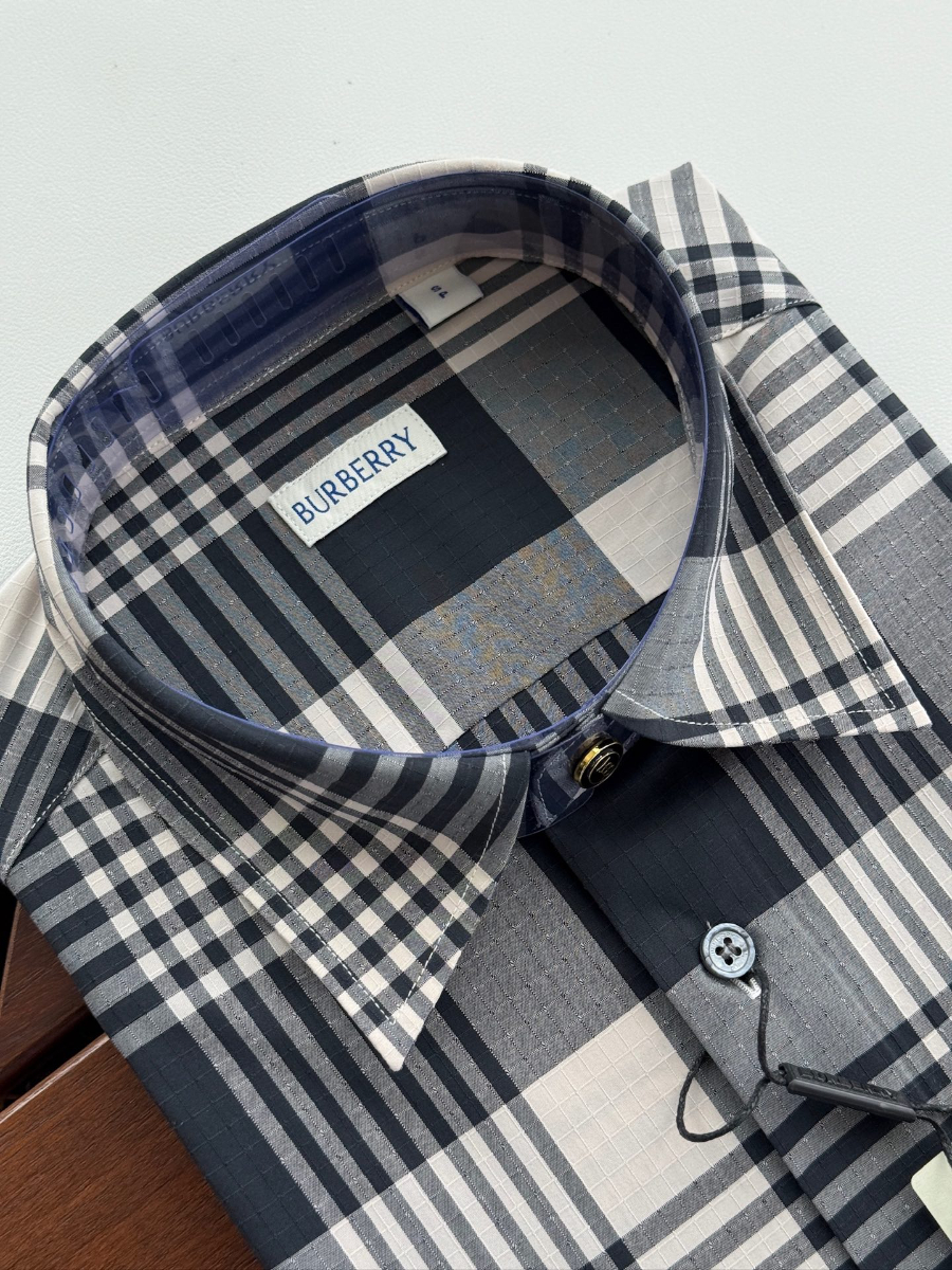 BURBERRY Solid Color Cotton Shirt 버버리 솔리드 컬러 코튼 셔츠 그레이 3