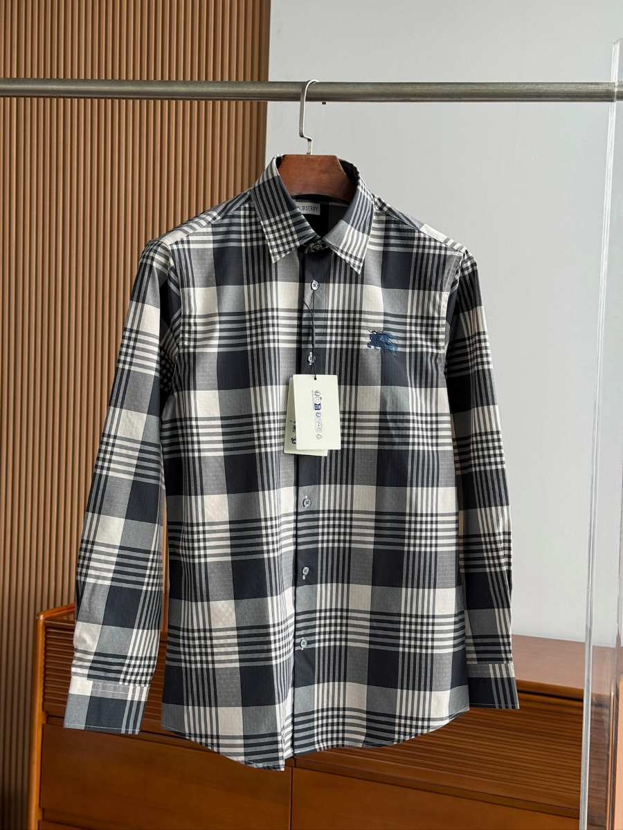 BURBERRY Solid Color Cotton Shirt 버버리 솔리드 컬러 코튼 셔츠 그레이 5