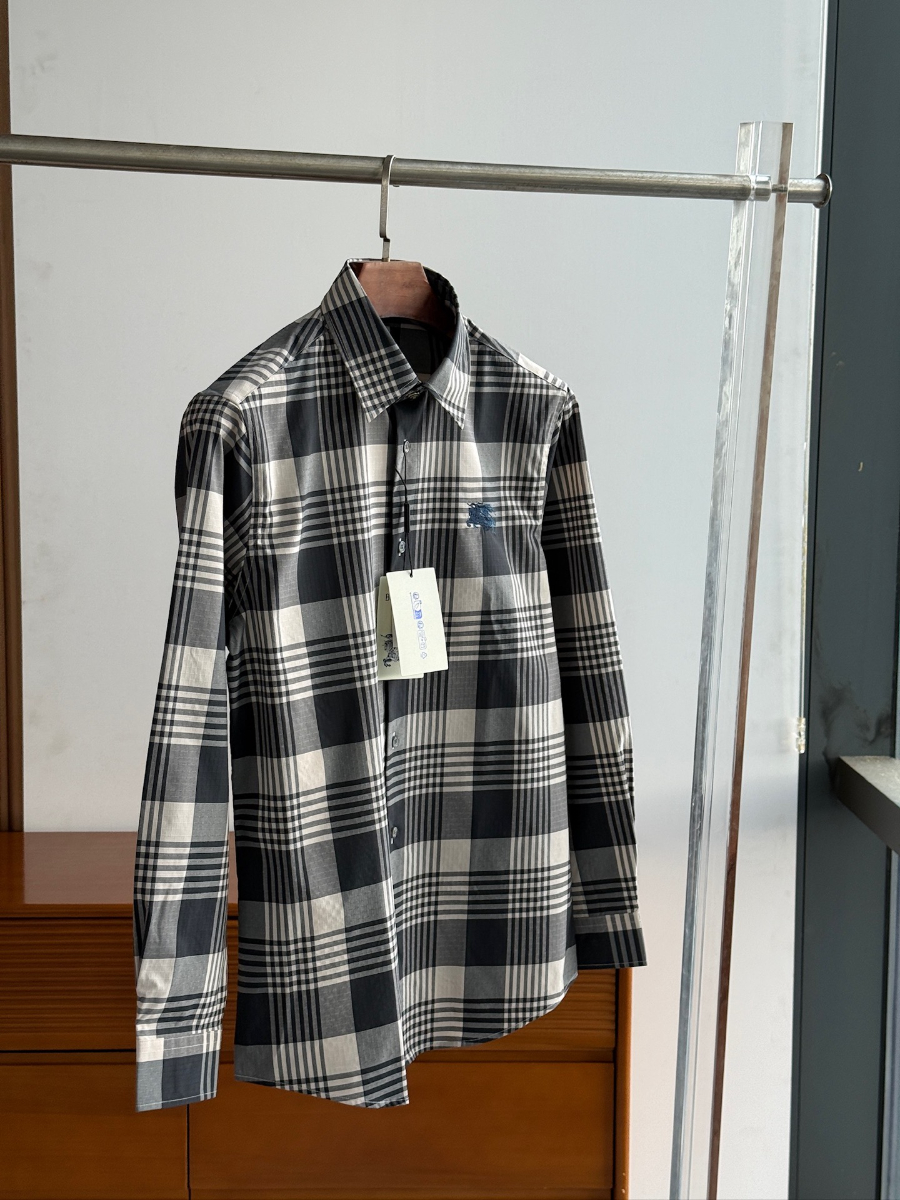 BURBERRY Solid Color Cotton Shirt 버버리 솔리드 컬러 코튼 셔츠 그레이 6