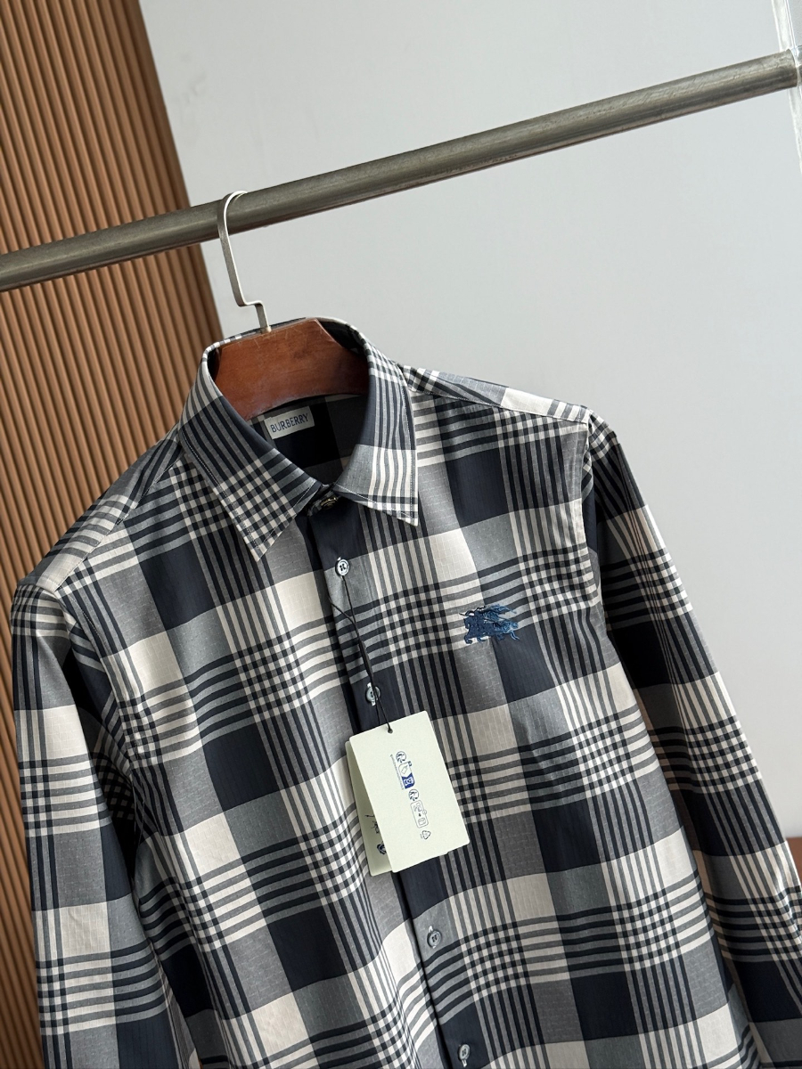 BURBERRY Solid Color Cotton Shirt 버버리 솔리드 컬러 코튼 셔츠 그레이 7