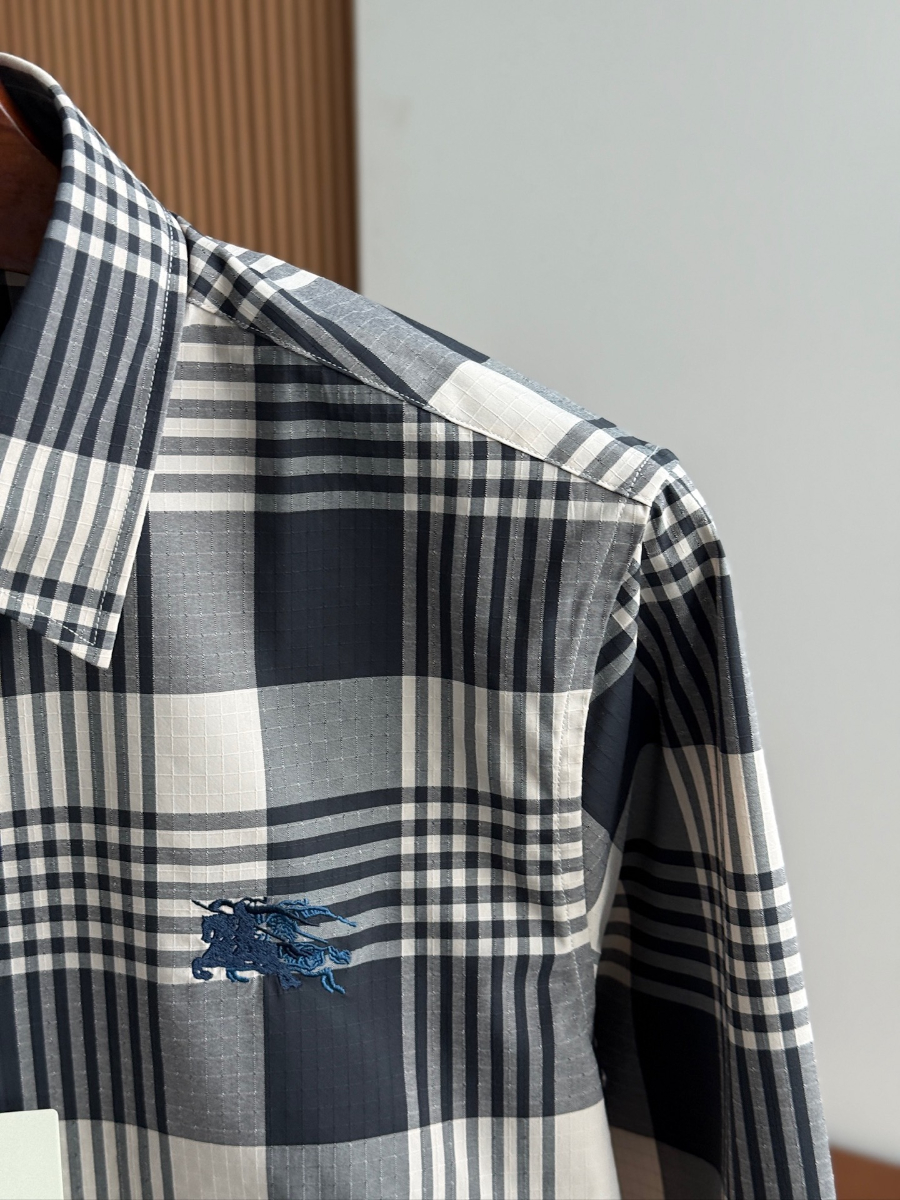BURBERRY Solid Color Cotton Shirt 버버리 솔리드 컬러 코튼 셔츠 그레이 10