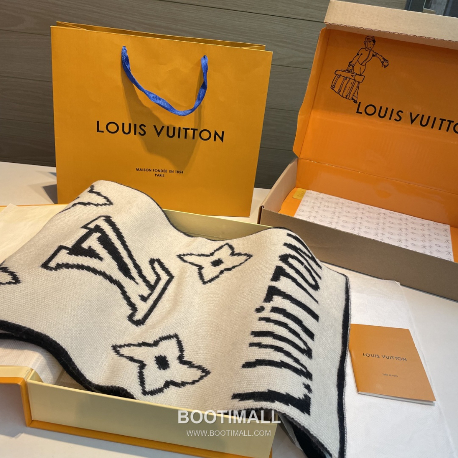 Louis Vuitton 루이비통 모노그램 인타르시아 울 니트 머플러 스카프 32x180cm 3