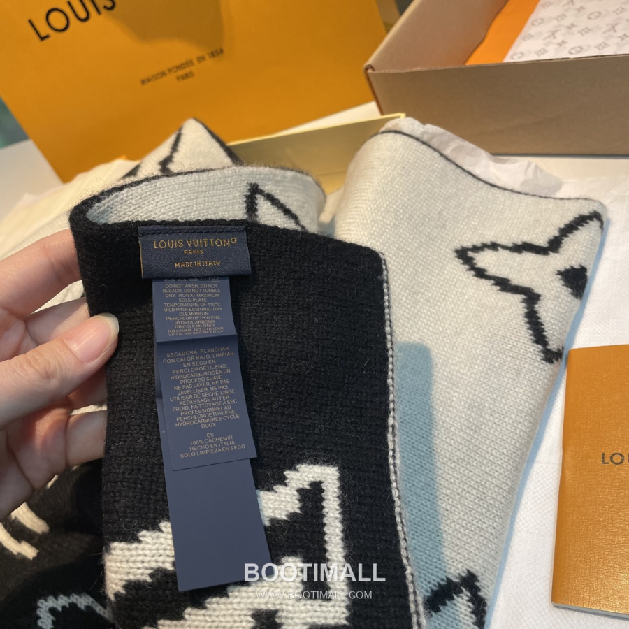Louis Vuitton 루이비통 모노그램 인타르시아 울 니트 머플러 스카프 32x180cm 9
