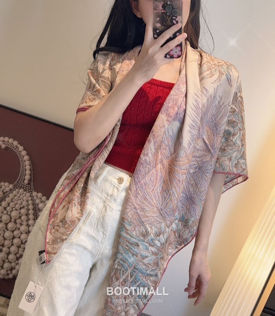 Hermès 에르메스 All’Orto Botanico di Palermo 팔레르모 식물원 실크·울 아트 숄 스카프 140×140cm 2
