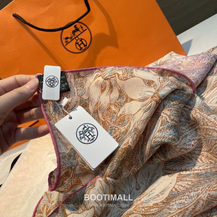 Hermès 에르메스 All’Orto Botanico di Palermo 팔레르모 식물원 실크·울 아트 숄 스카프 140×140cm 8