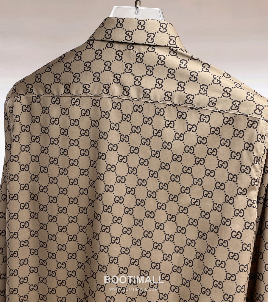 GUCCI 구찌 GG 모노그램 남성 실크 터치 셔츠 베이 4
