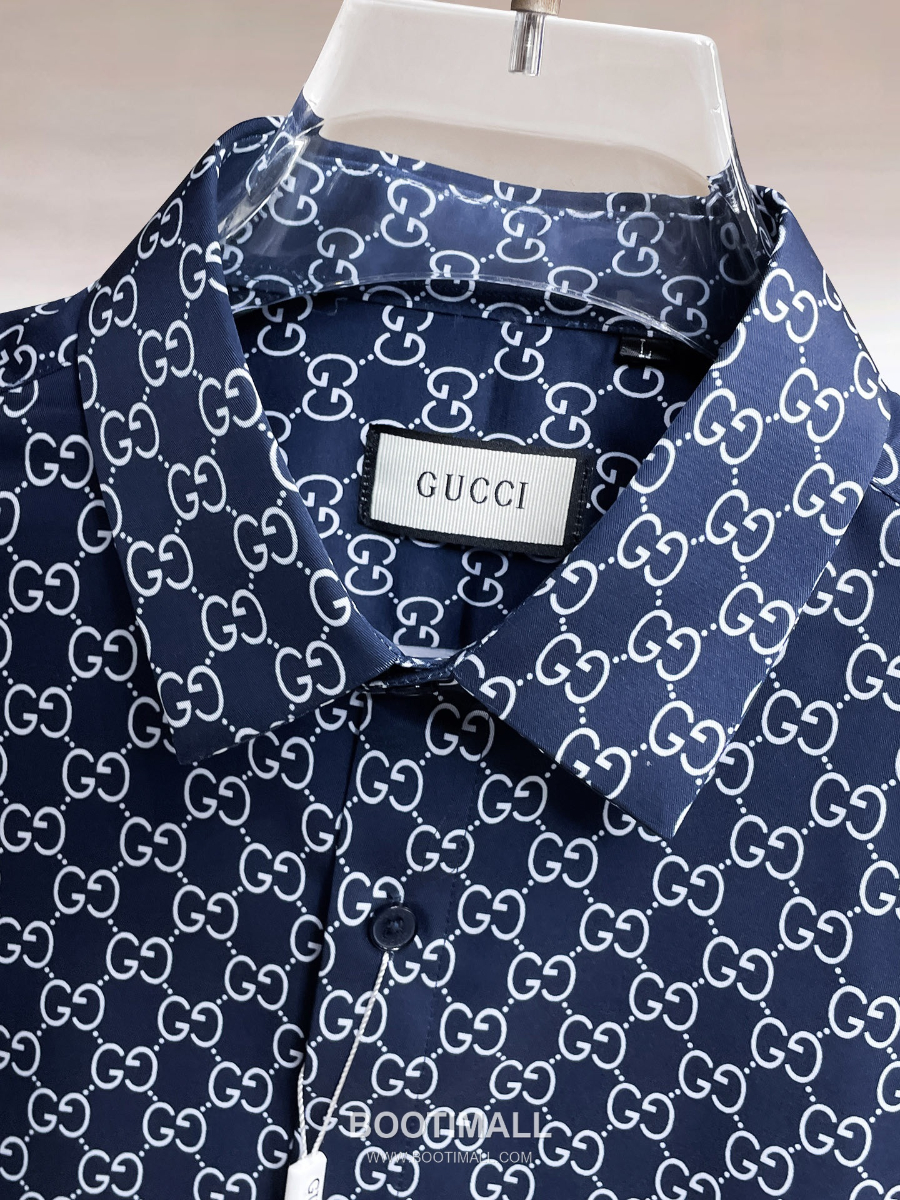 GUCCI 구찌 GG 모노그램 남성 실크 터치 셔츠 네이비 5