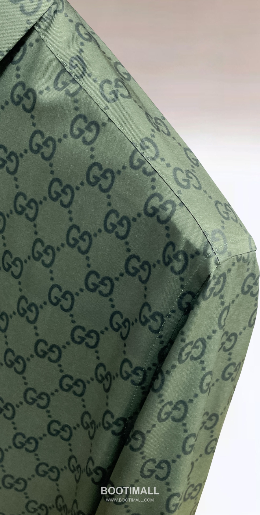 GUCCI 구찌 GG 모노그램 남성 실크 터치 셔츠 그린 5