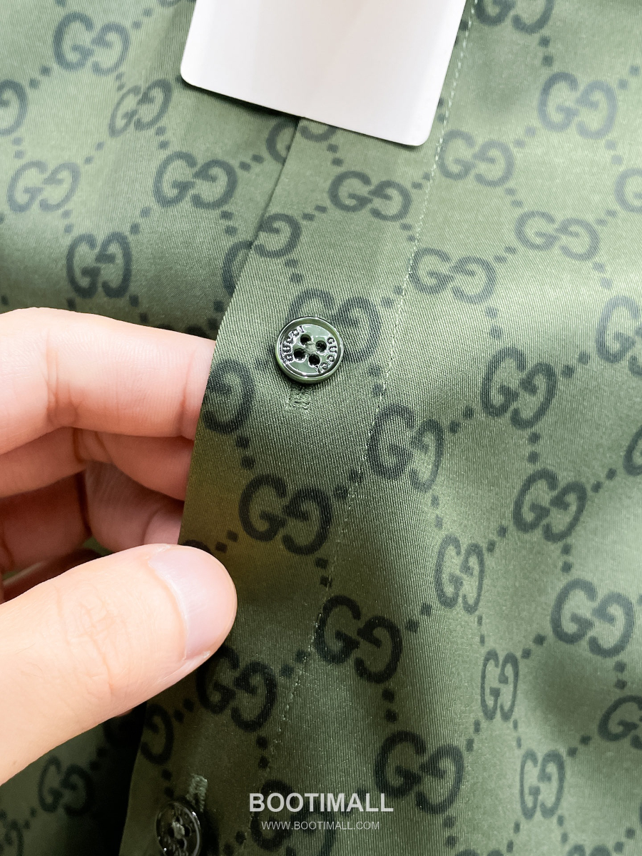 GUCCI 구찌 GG 모노그램 남성 실크 터치 셔츠 그린 7