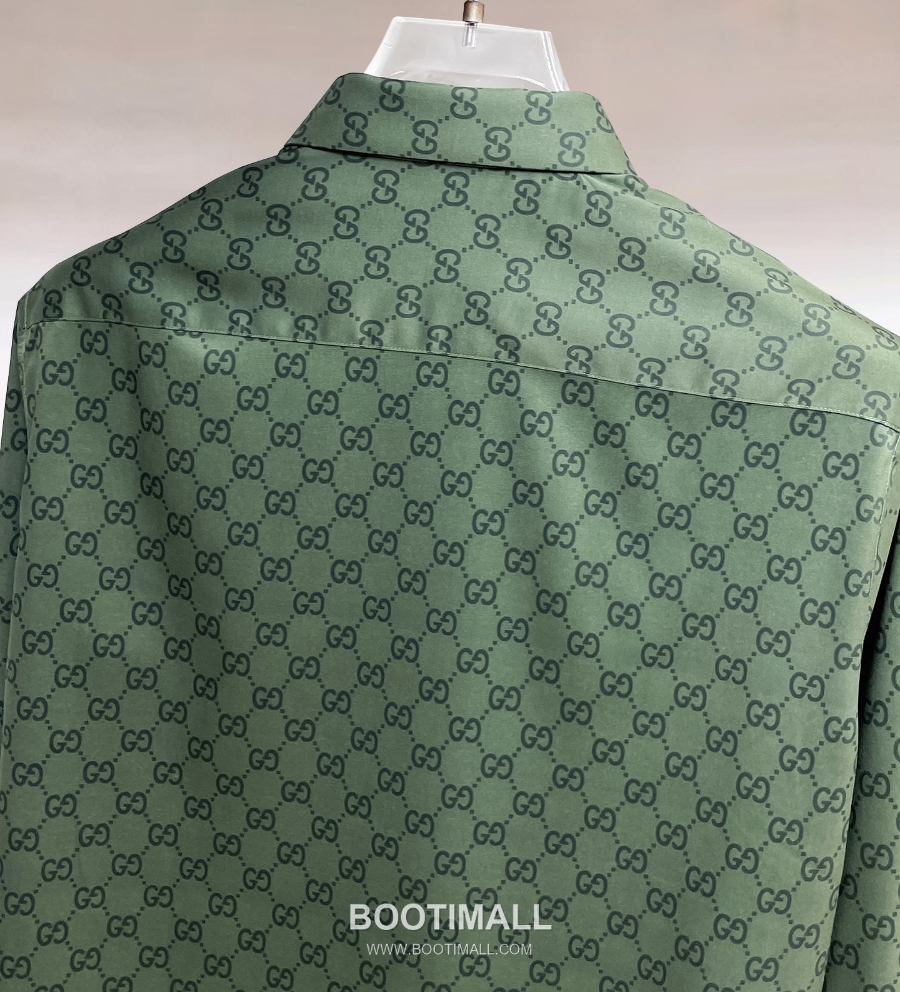 GUCCI 구찌 GG 모노그램 남성 실크 터치 셔츠 그린 9