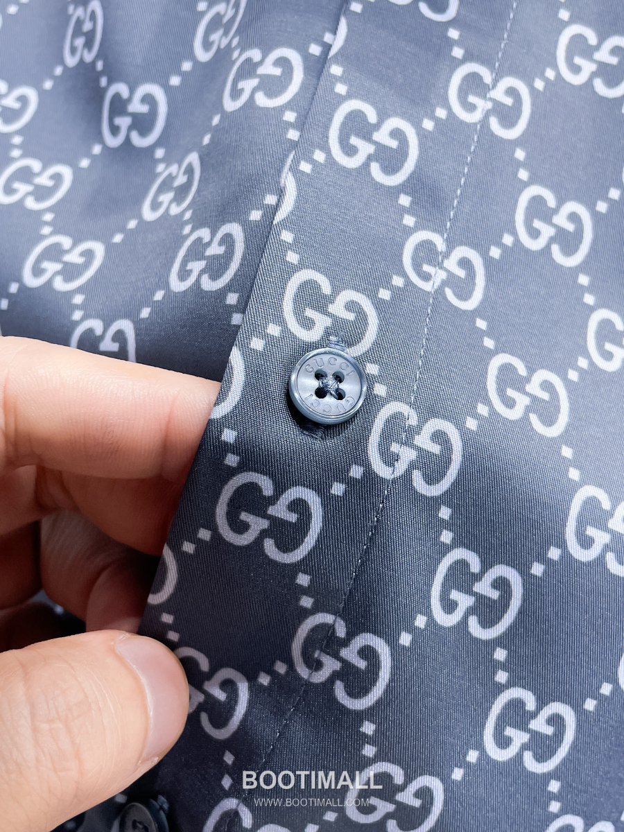GUCCI 구찌 GG 모노그램 남성 실크 터치 셔츠 블루 5