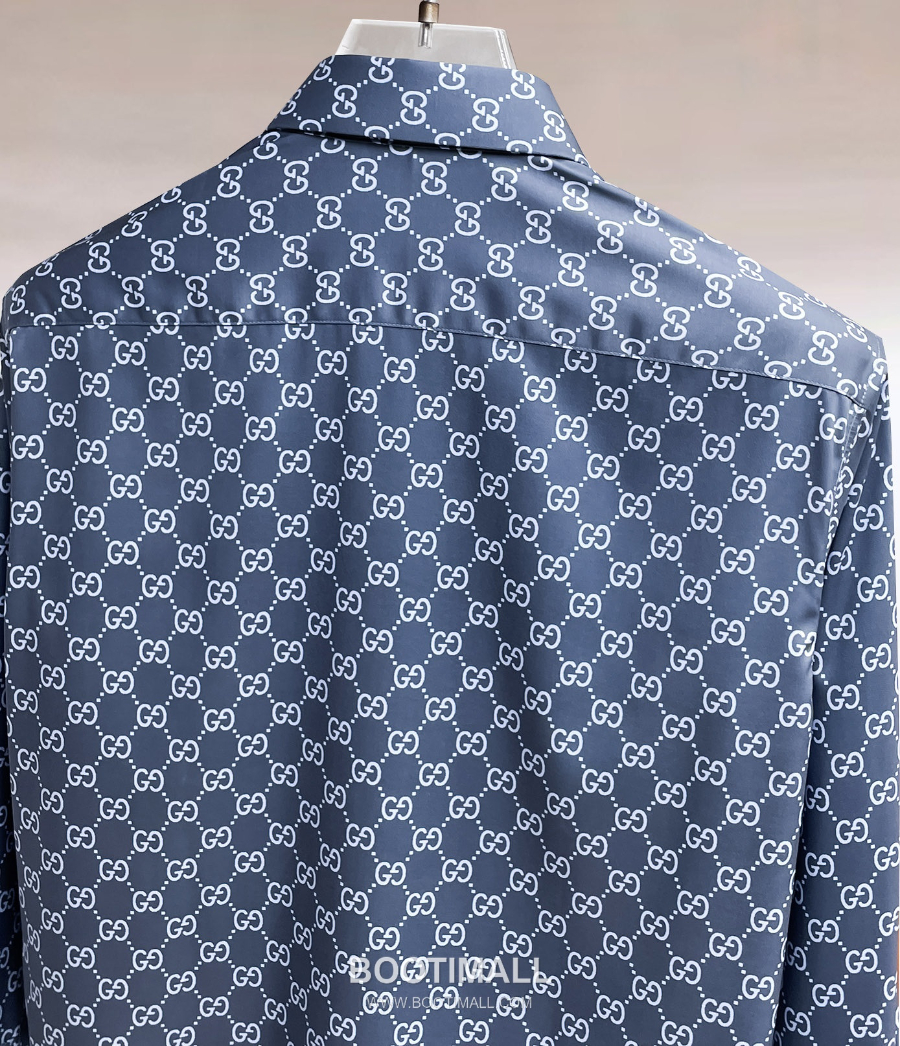 GUCCI 구찌 GG 모노그램 남성 실크 터치 셔츠 블루 8
