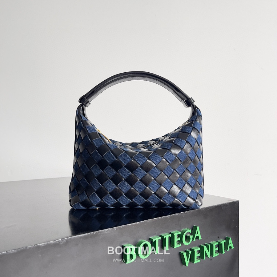 Bottega Veneta Intrecciato Denim & Calfskin Mini 보테가 베네타 인트레치아토 데님 & 카프스킨 미니 탑핸들백 네이비 22cm 12