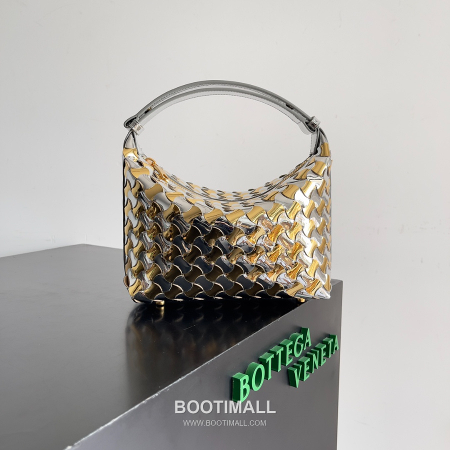 Bottega Veneta Intrecciato Denim & Calfskin Mini 보테가 베네타 인트레치아토 데님 & 카프스킨 미니 탑핸들백 골드/실버 투톤 메탈릭 22cm 1