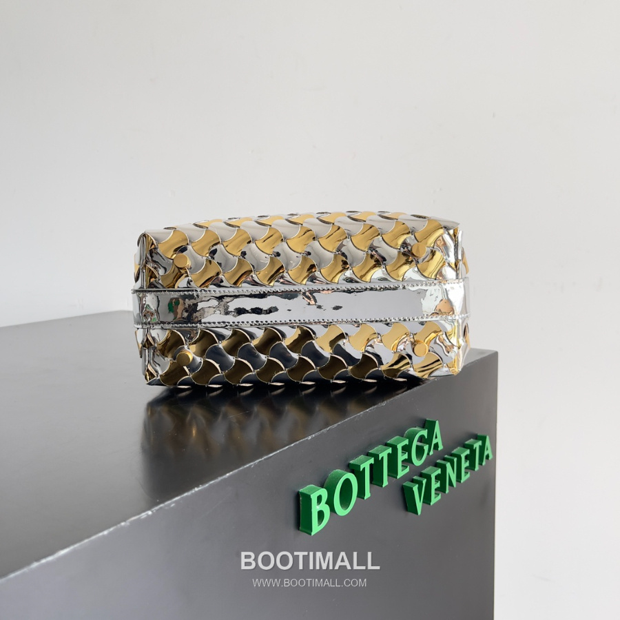 Bottega Veneta Intrecciato Denim & Calfskin Mini 보테가 베네타 인트레치아토 데님 & 카프스킨 미니 탑핸들백 골드/실버 투톤 메탈릭 22cm 4