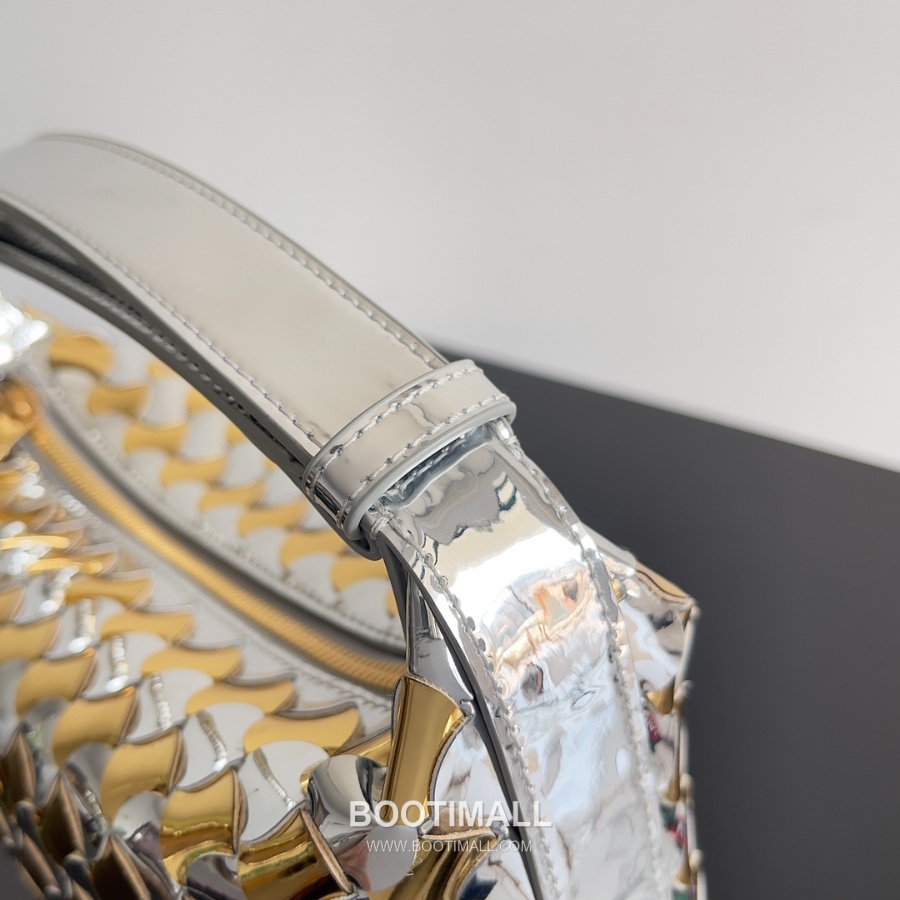 Bottega Veneta Intrecciato Denim & Calfskin Mini 보테가 베네타 인트레치아토 데님 & 카프스킨 미니 탑핸들백 골드/실버 투톤 메탈릭 22cm 6