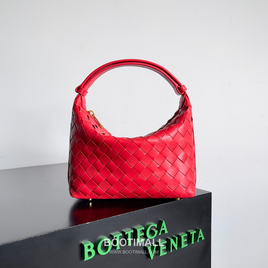 Bottega Veneta Intrecciato Denim & Calfskin Mini 보테가 베네타 인트레치아토 카프스킨 미니 탑핸들백 레드 22cm 1