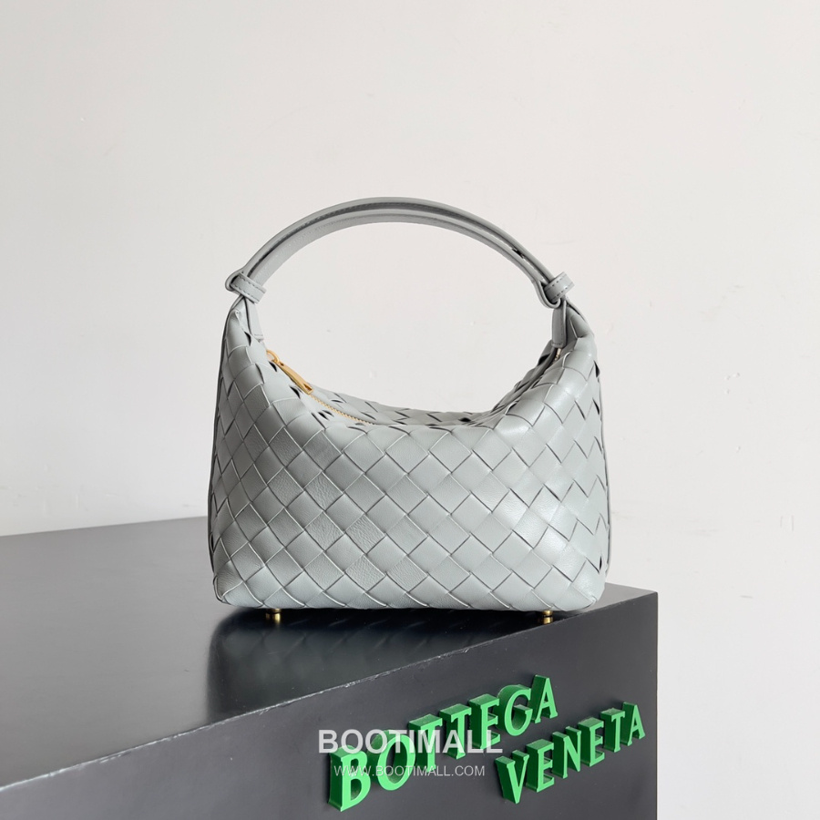 Bottega Veneta Intrecciato Denim & Calfskin Mini 보테가 베네타 인트레치아토 카프스킨 미니 탑핸들백 라이트 그레이 22cm 1