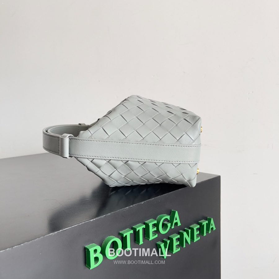 Bottega Veneta Intrecciato Denim & Calfskin Mini 보테가 베네타 인트레치아토 카프스킨 미니 탑핸들백 라이트 그레이 22cm 2