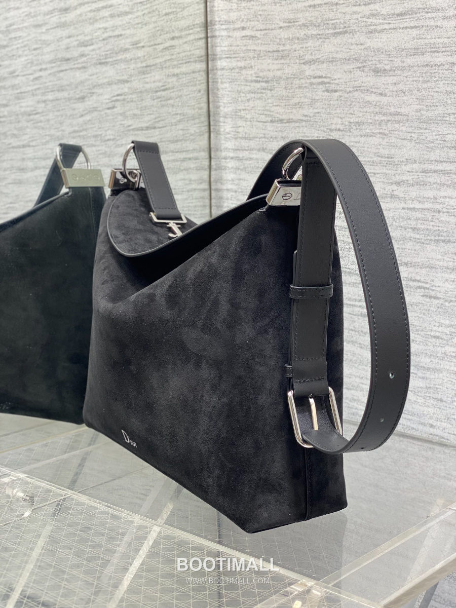 Dior Voyage Hobo Bag 디올 보야주 호보백 라지 블랙 스웨이드 레더 트림 은장 34cm 6
