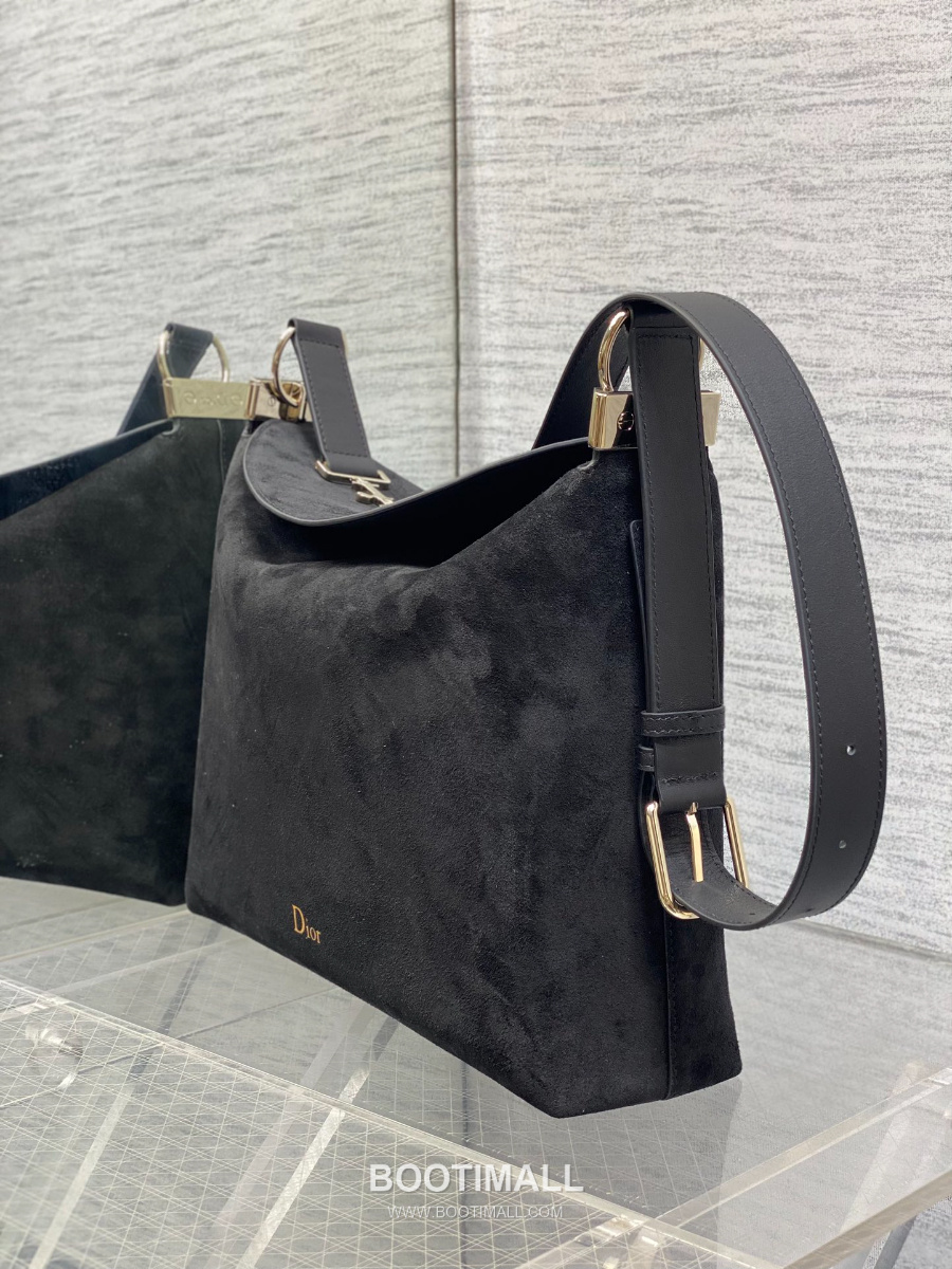 Dior Voyage Hobo Bag 디올 보야주 호보백 라지 블랙 스웨이드 레더 트림 금장 34cm 6