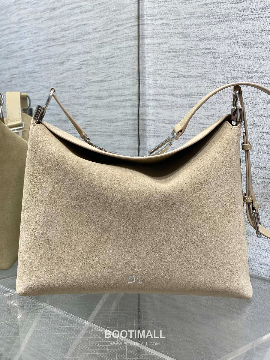 Dior Voyage Hobo Bag 디올 보야주 호보백 라지 베이지 스웨이드 레더 트림 은장 34cm 2