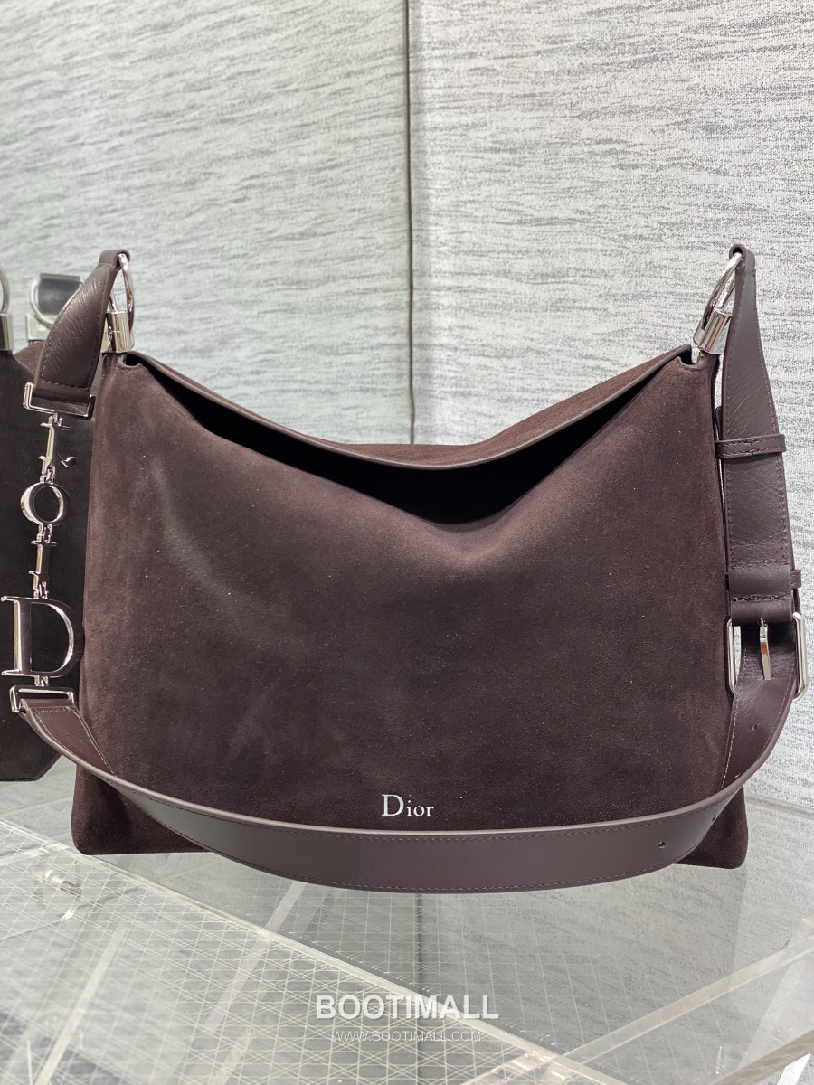 Dior Voyage Hobo Bag 디올 보야주 호보백 라지 버건디브라운 스웨이드 레더 트림 은장 34cm 1