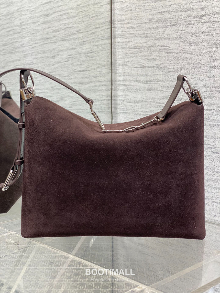 Dior Voyage Hobo Bag 디올 보야주 호보백 라지 버건디브라운 스웨이드 레더 트림 은장 34cm 5