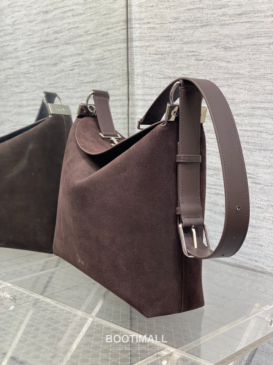 Dior Voyage Hobo Bag 디올 보야주 호보백 라지 버건디브라운 스웨이드 레더 트림 은장 34cm 6