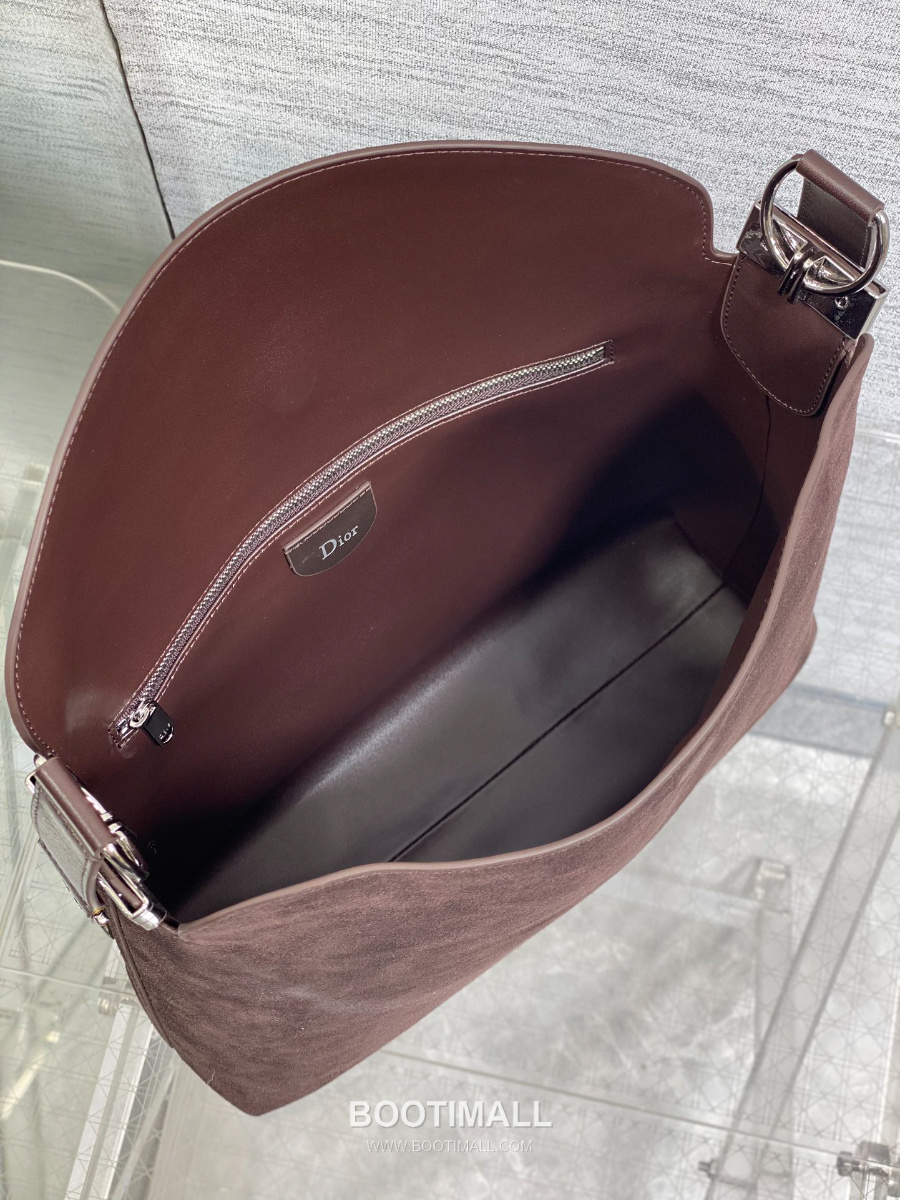 Dior Voyage Hobo Bag 디올 보야주 호보백 라지 버건디브라운 스웨이드 레더 트림 은장 34cm 8