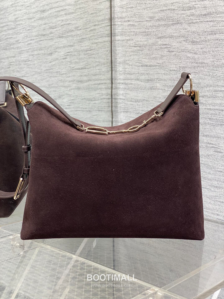 Dior Voyage Hobo Bag 디올 보야주 호보백 라지 버건디브라운 스웨이드 레더 트림 금장 34cm 5