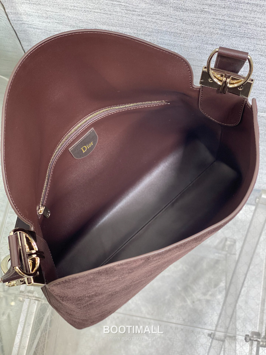 Dior Voyage Hobo Bag 디올 보야주 호보백 라지 버건디브라운 스웨이드 레더 트림 금장 34cm 8