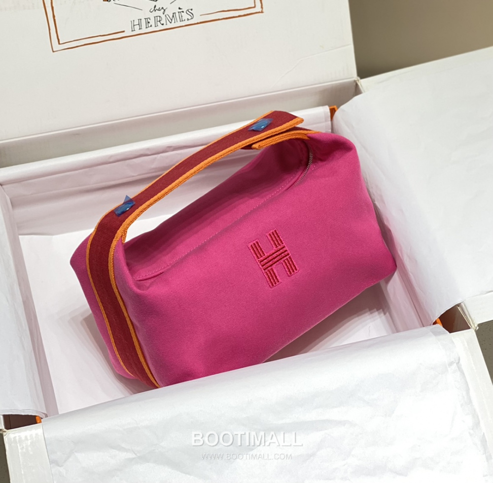 Hermès Bride-A-Brac Pouch 에르메스 브리드아브락 파우치 토일 캔버스 & 자수 H 디테일 핫핑크 25cm 1