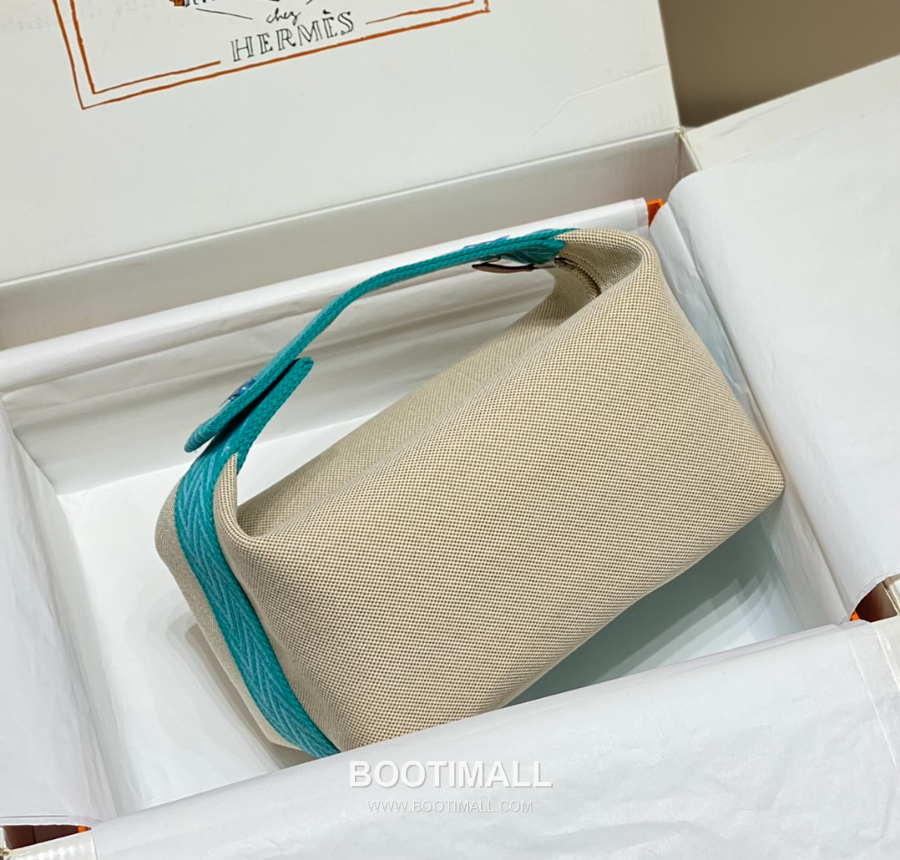 Hermès Bride-A-Brac Pouch 에르메스 브리드아브락 파우치 토일 캔버스 & 자수 H 디테일 베이지/민트 25cm 2