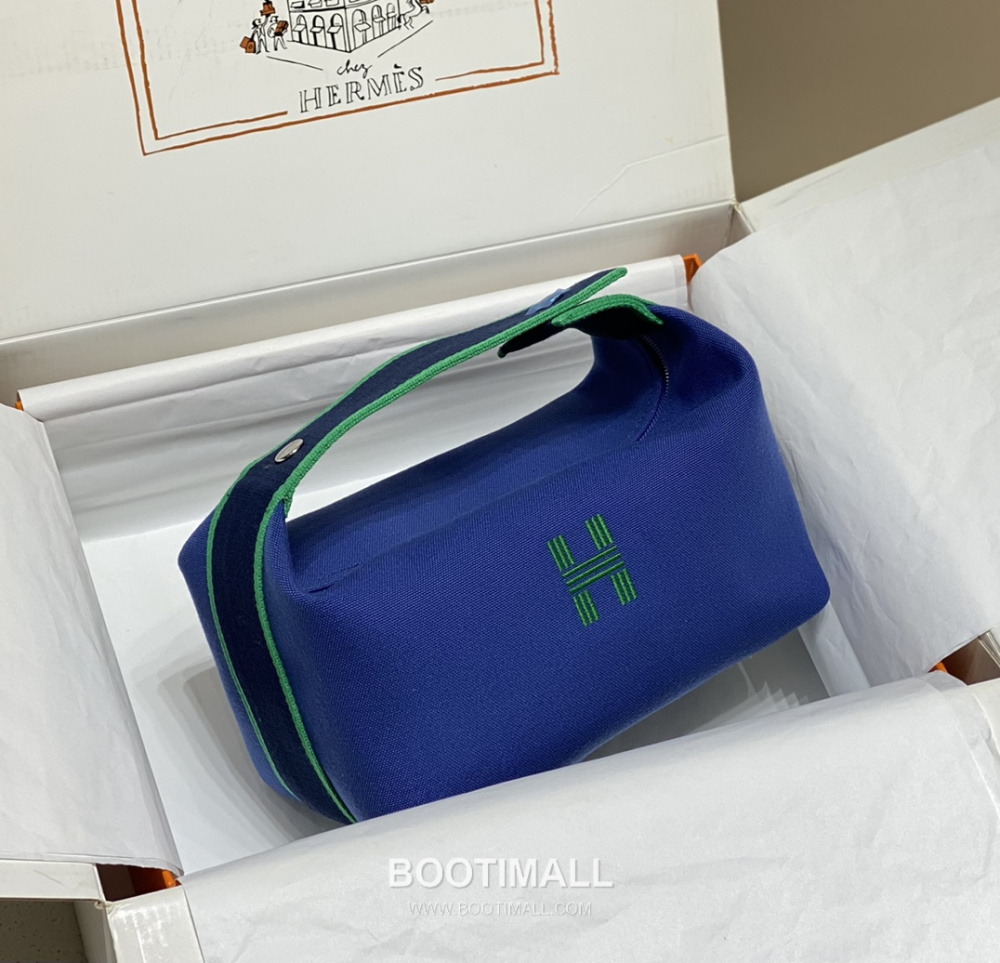 Hermès Bride-A-Brac Pouch 에르메스 브리드아브락 파우치 토일 캔버스 & 자수 H 디테일 블루 25cm 1