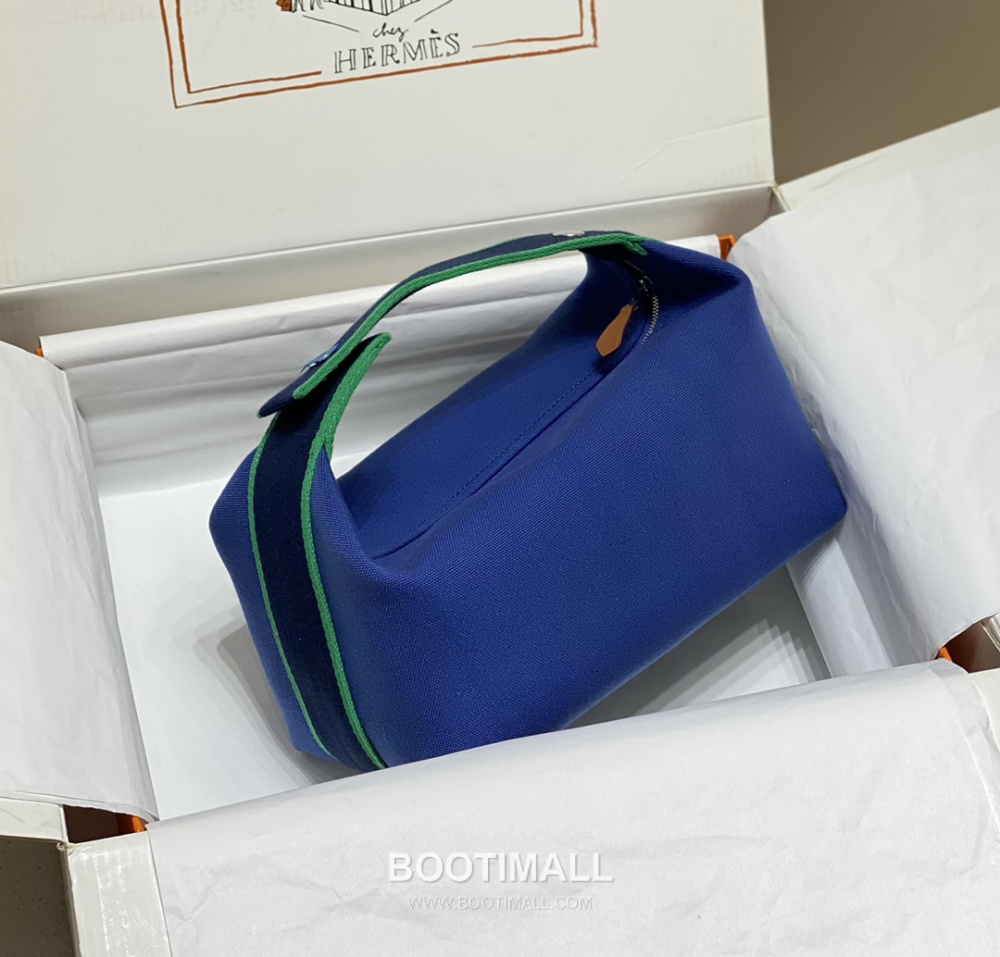 Hermès Bride-A-Brac Pouch 에르메스 브리드아브락 파우치 토일 캔버스 & 자수 H 디테일 블루 25cm 2